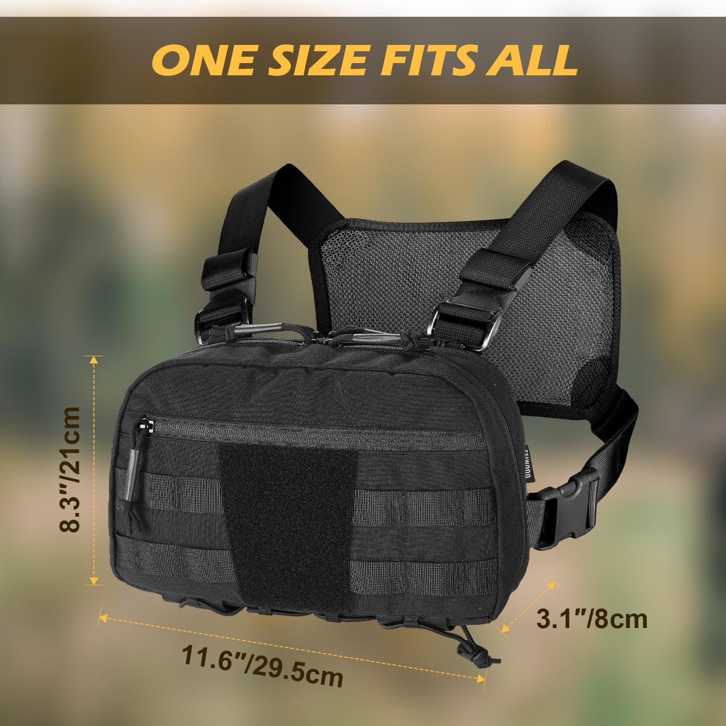 FEIWOOD GEAR Chest Pack Bag for Men, Tactical Concealed Carry Chest Pack with MOLLE，EDC Pouch Bag for Workouts, Running, Cycling, Hiking