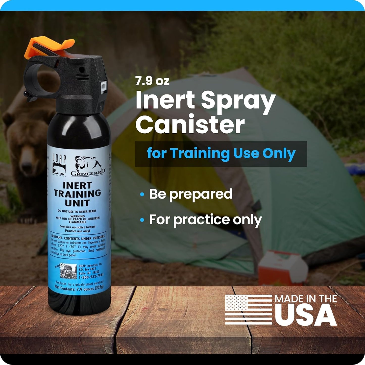 UDAP/Griz Guard Inert Training Unit - Practice Bear Spray Canister, No Active Pepper Ingredient, 12I, 7.9 oz