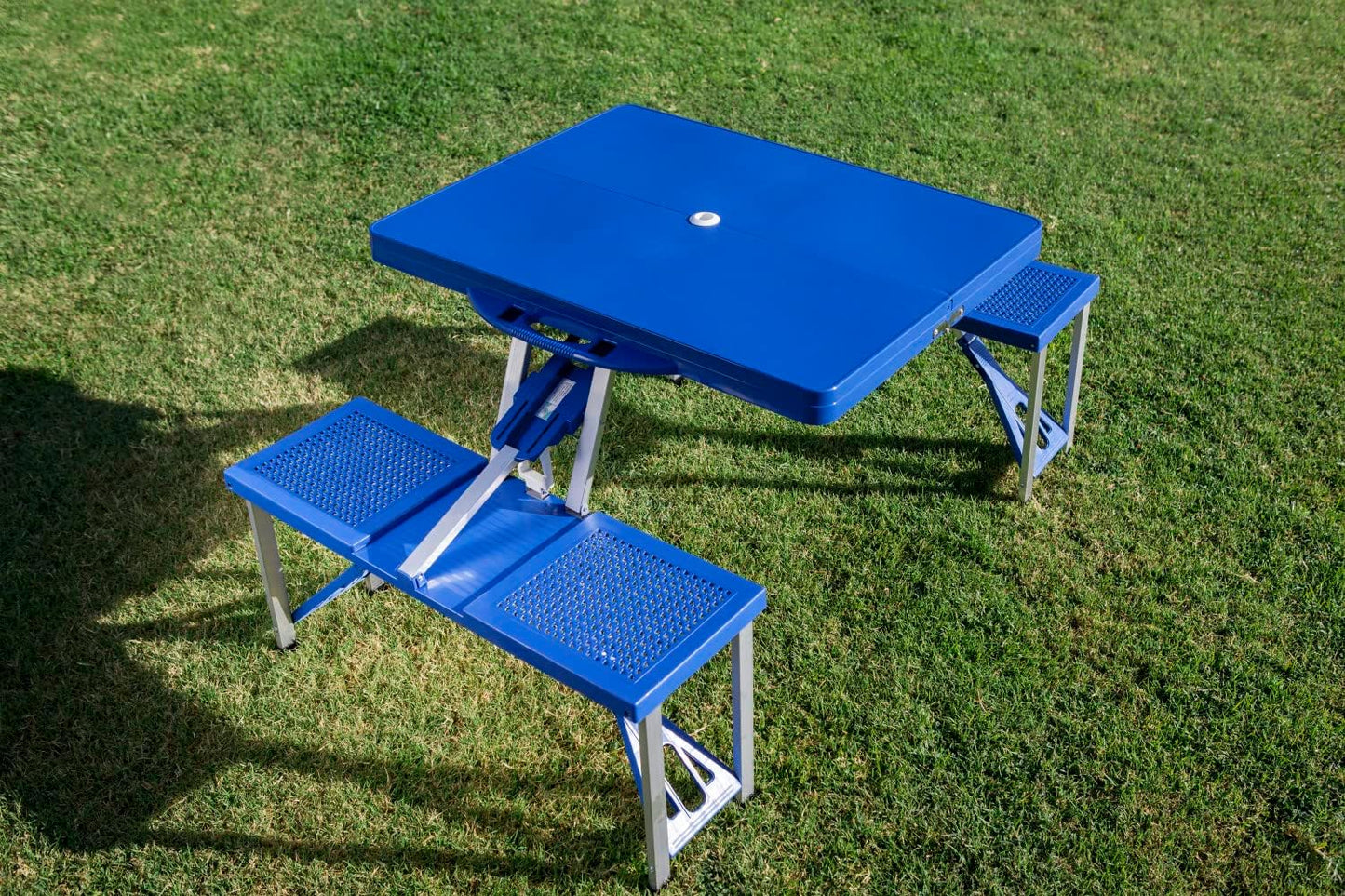 PICNIC TIME NCAA Penn State Nittany Lions Folding Picnic Table - Camping Table - Outdoor Table with Umbrella Hole, (Royal Blue)