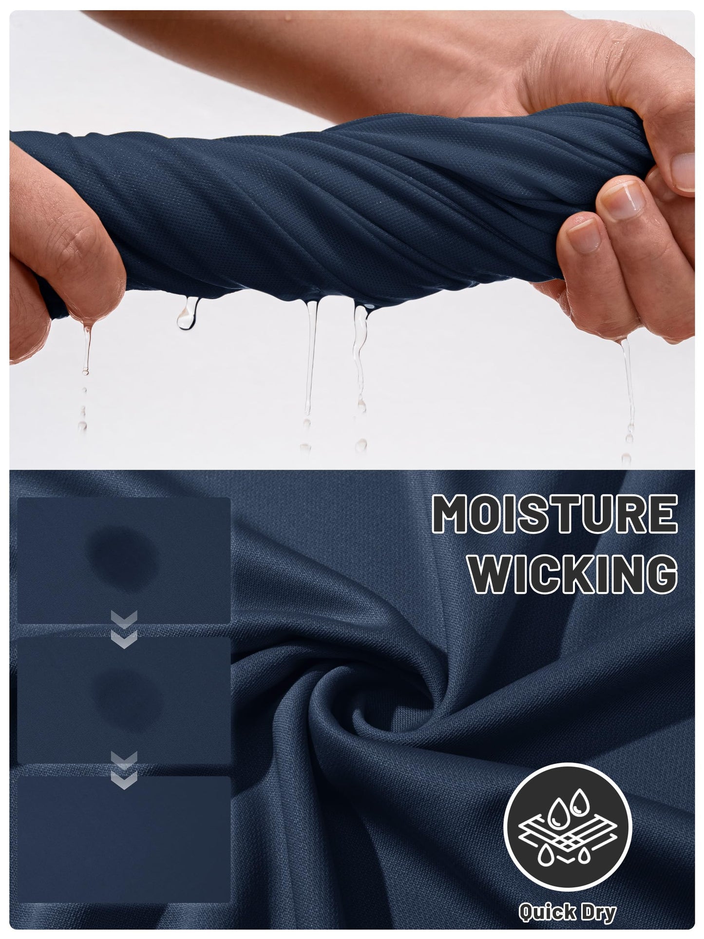 TACVASEN Polo Shirts for Men Short Sleeve Dry Fit Breathable UPF 50+ Performance Collared Shirt Summer Work Athletic Navy,L