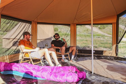 WHITEDUCK Altimus Canvas Tent with Stove Jack, Waterproof, 4 Season Luxury Camping and Glamping Tent Outdoor (Sandstone Beige, Fire Water Repellent, 14')