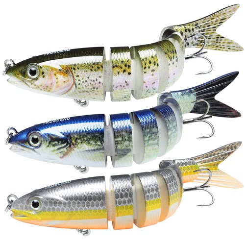 TRUSCEND Fishing Lures for Bass Trout Topwater Swimbaits for Segmented Multi Jointed Swim Baits Slow Sinking Swimming Bait for Freshwater Saltwater Gear Pike Lure Kit Gifts for Men