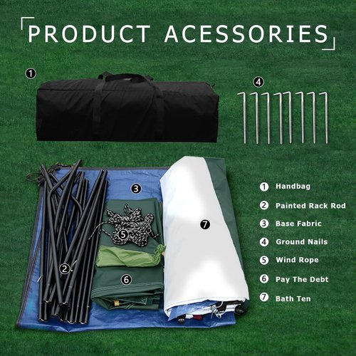 Camping Tent Shower Tent,Outdoor Changing with Built-in Hook,Holds 20 Liters of Water,63 * 63 * 95 Inch,210D Oxford Cloth Waterproof - Portable Toilet Shelter with Carrying Bag for Camping,Beach