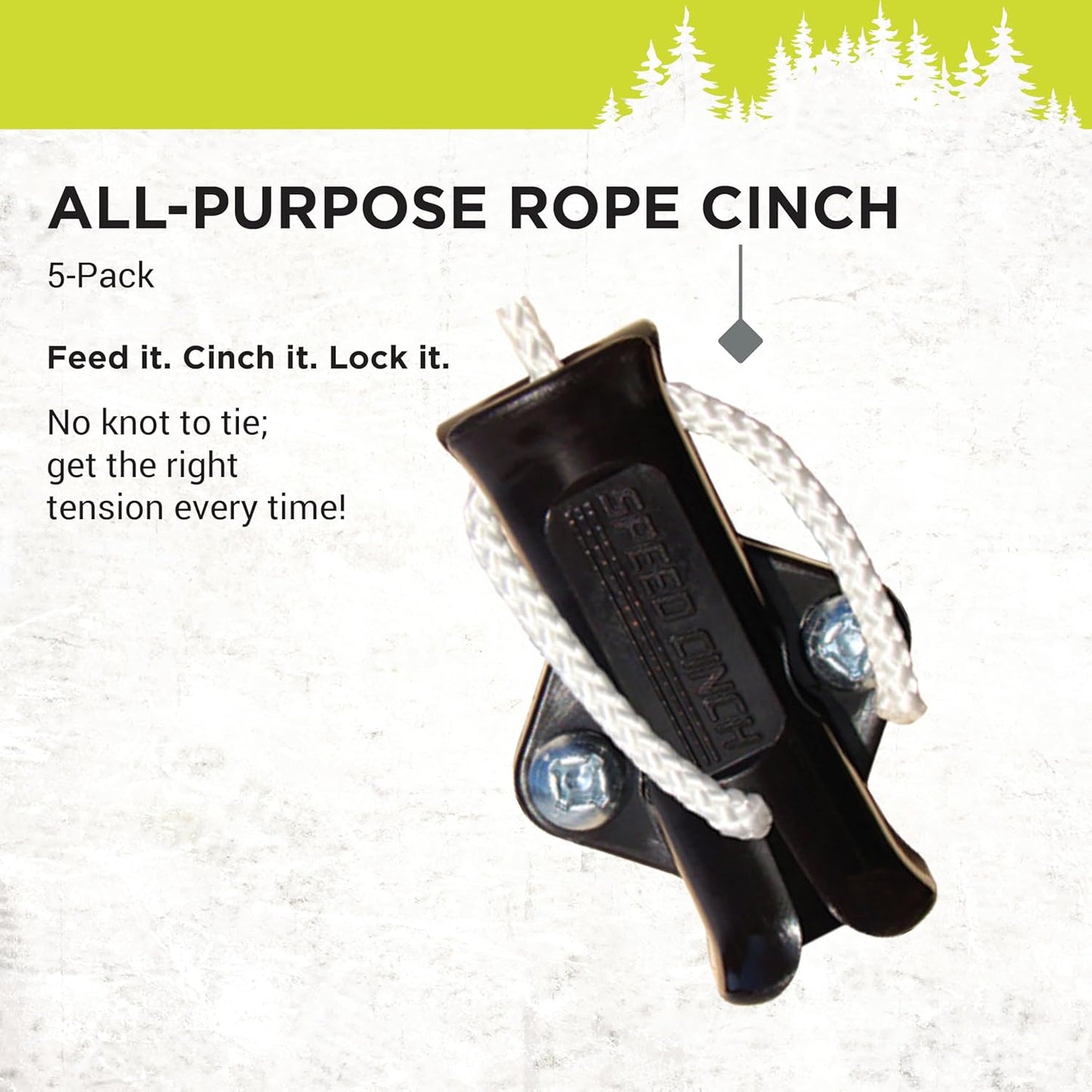 SlotLock All-Purpose Rope Cinch, Multipurpose Rope Locking Device for Clotheslines, Cargo Management and More, 5-Pack