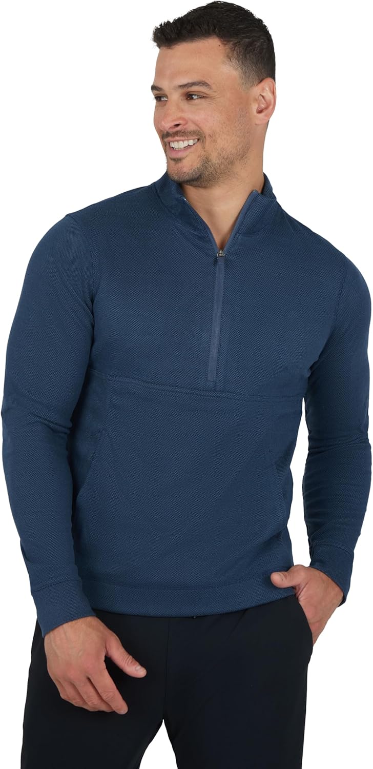 90 Degree By Reflex Soft Half Zip Pullover Long Sleeve Workout Running Shirt for Men