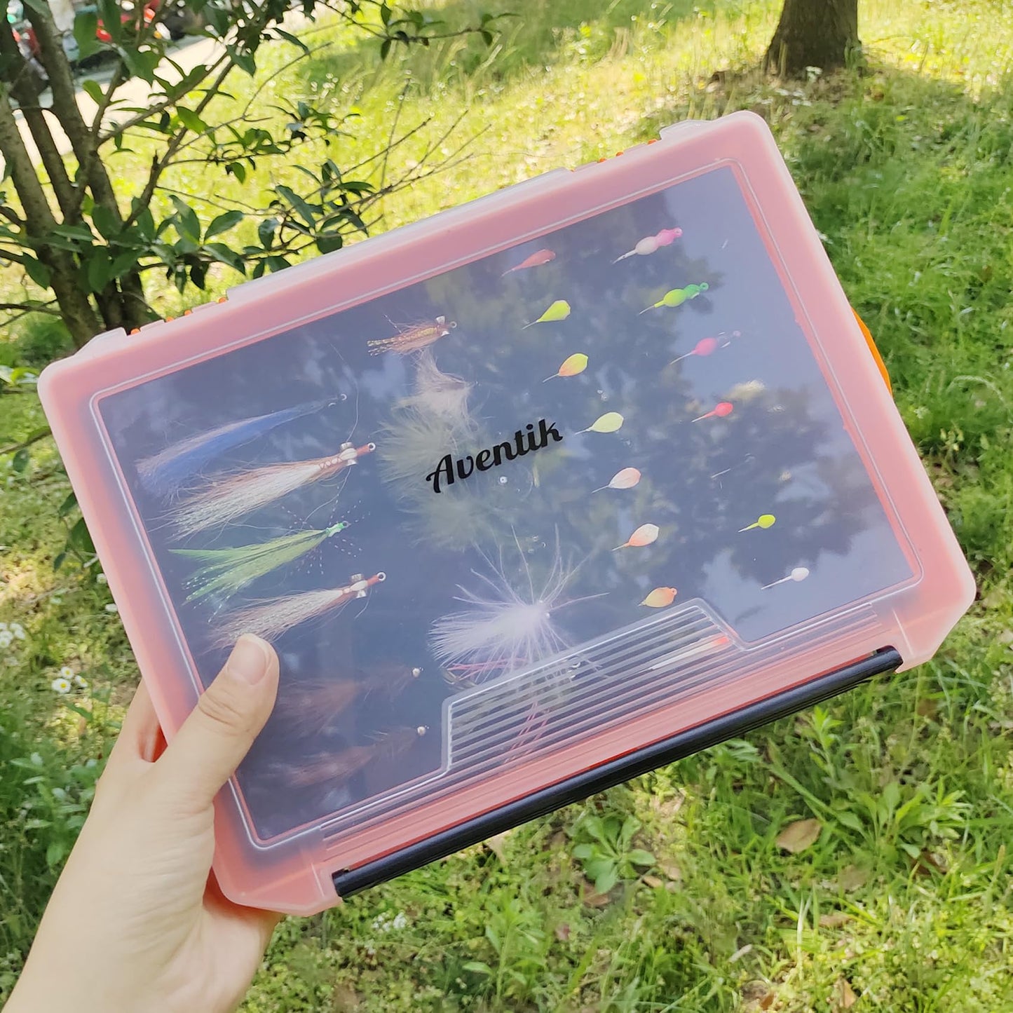 Aventik Fishing Tackle Box Slit Foam Case Jig Box Head Hooks Spinners Spoons Storage Tackle Tray (Orange-3501lure box)