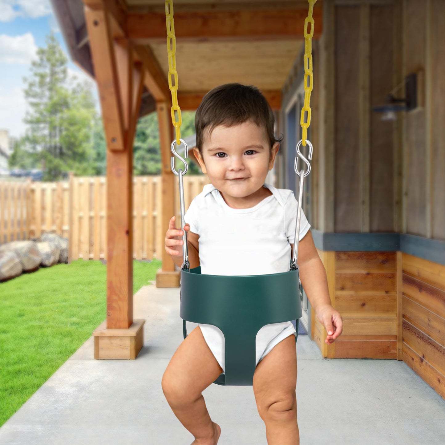 Sorbus Baby Swing - High Back Full Toddler Swing, Bucket Swing for Infants and Toddlers, with Coated Chains Fully Assembled Swing Set Accessories - Durable and Comfortable - Ages 6 Months and Up