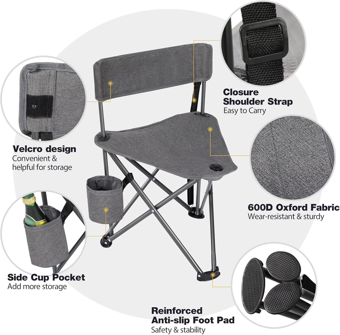 REDCAMP 2 Pack Tripod Hunting Chairs for Blinds, Folding Lightweight Portable Fishing Chair for Adults Hunting Stools with Backrest, Golf Chairs for Spectators, Camo