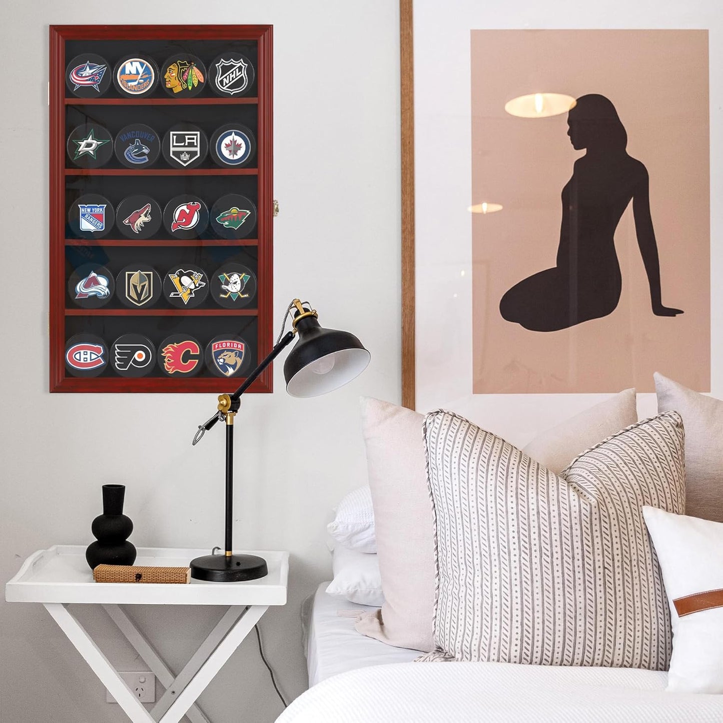 20 Hockey Puck Display Case Cabinet Holder Wall Rack Shadow Box 98% UV Protection, CC01