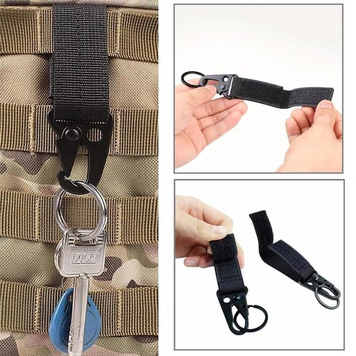 Duty Belt Key Holder, 2 Pcs Tactical Stealth Duty Key Ring Holder with 4 Detachable Keyring (2.25-Inch Max) and 4 D-Ring Hooks for Police Handcuff Fire agencies