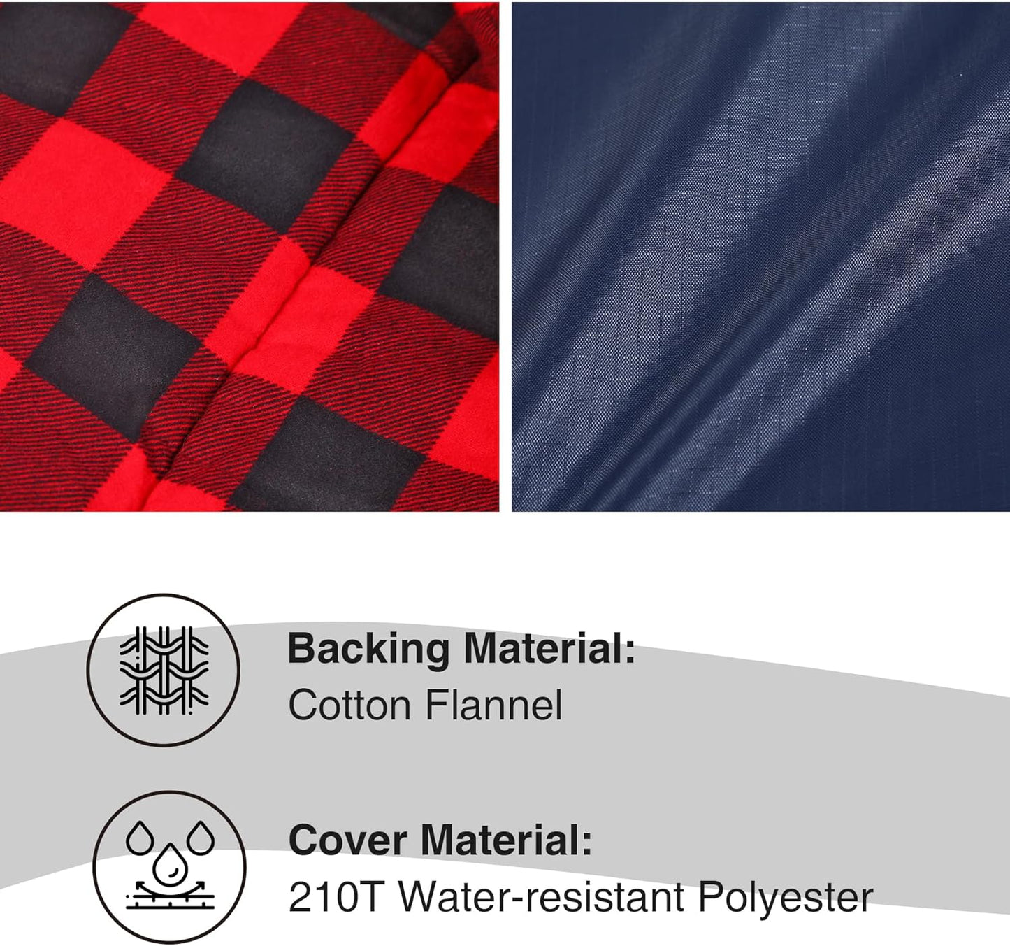 REDCAMP Flannel Sleeping Bag for Adults, Comfortable Cotton Sleeping Bags for Camping with Detachable Hood, Red/Grey/Blue