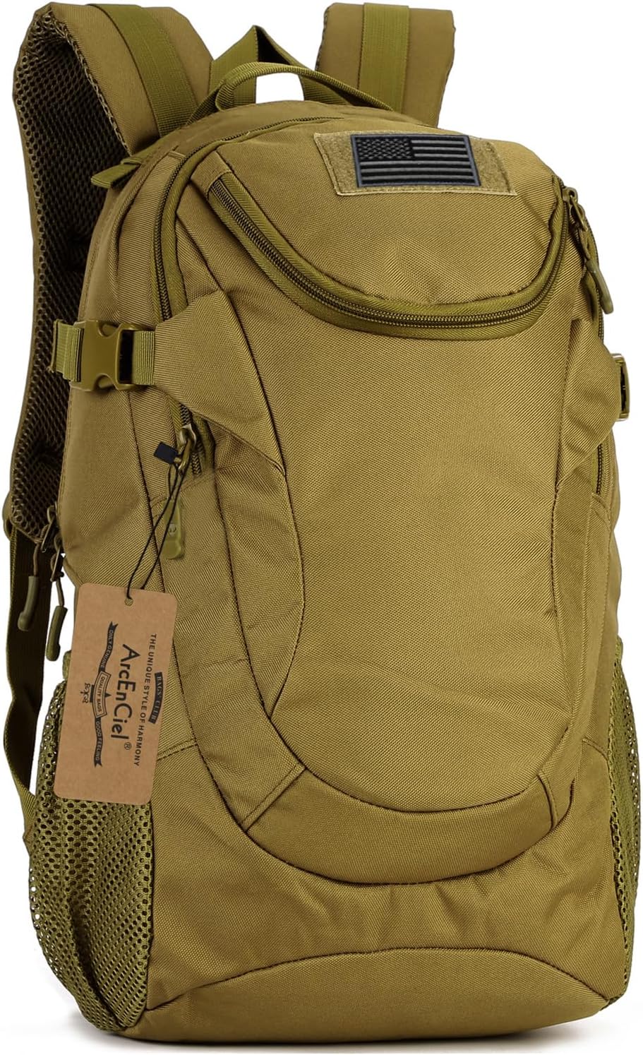 ArcEnCiel Motorcycle Backpack Tactical Military Bag for Outdoor Hiking Camping Trekking - Rain Cover+Patch Included