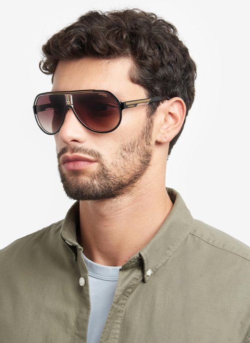 Carrera Men's 1057/S Square Sunglasses, Black Gold, 64mm,11mm + 1
