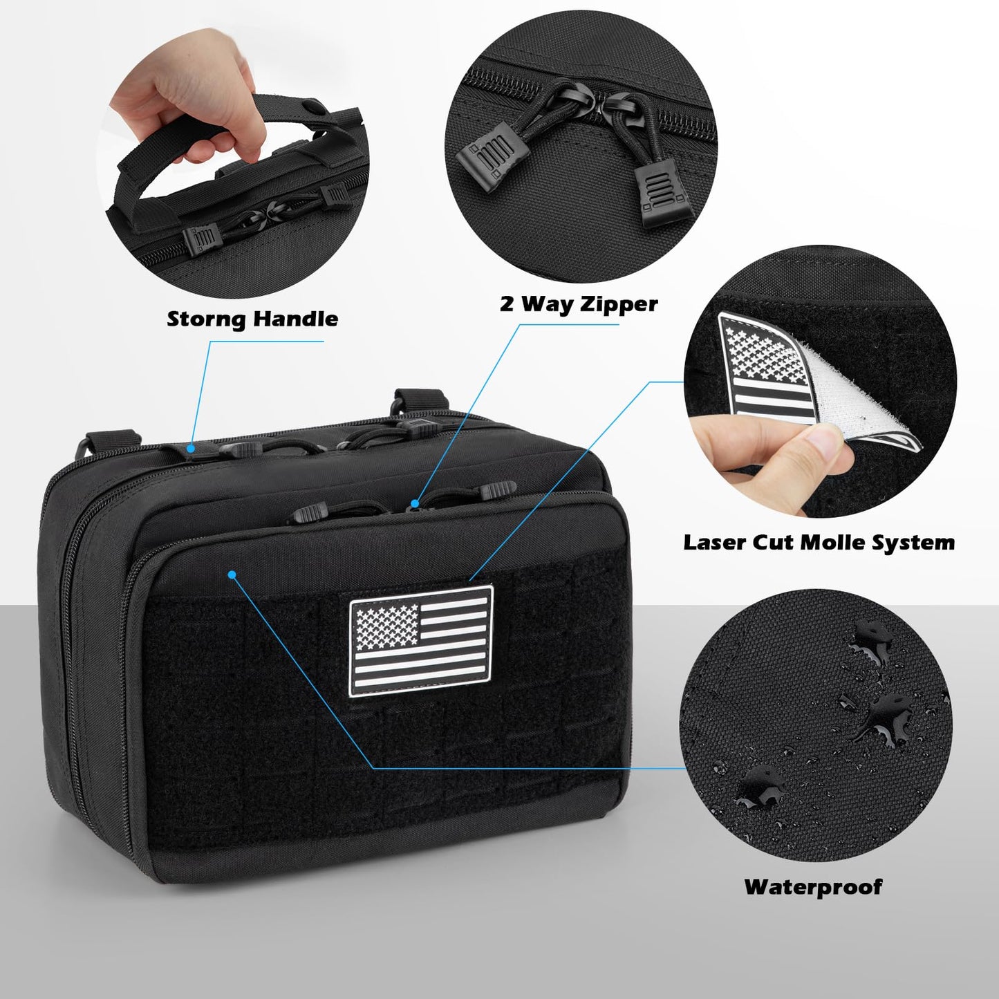 Jueachy Molle Large Tactical Pouch: EDC Pouch Medical Tool Pouches Expandable Admin Bag Accessories Organizer Utility Pack