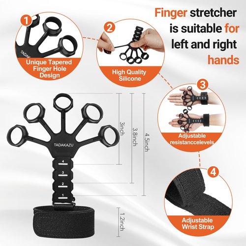 TADAKAZU Grip Strength Trainer Kit (5 Pack) Hand Grip Strengthener, Finger Exerciser,Hand Extension Exerciser, Stress Relief Ball and Forearm Workout Ring for Muscle Building and Injury Recover