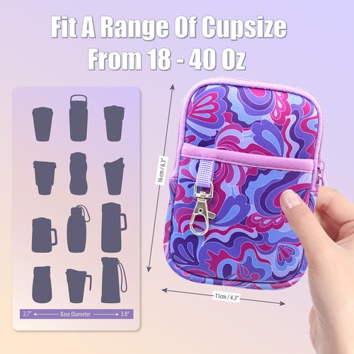 Axolotl Stanley Cup Accessories: Zip Pouch for 30oz & 40oz Water Bottles - Essential for Stanley Quencher Adventure Cup, Doubles as a Fanny Pack, Purse, Bag for Your Tumbler - Includes (Purple Groovy)