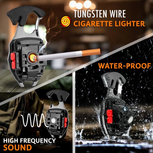 GUARDMAN Stocking Stuffers – Multitool Survival Keychain Tool, LED Flashlight, Carabiner, Fire Starter, Screwdriver, Whistle, Bottle Opener – Camping & Outdoor Multi Tool Gear - 1 Pack