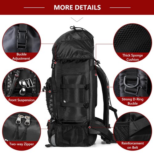 Hiking Backpack with Rain Cover, 90L Camping Backpack, Lightweight Travel Daypack for Hiking Climbing Camping Touring