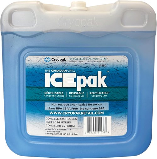 ICEpak Large Reusable Ice Packs - Freezer Safe Gel, Non-Toxic, 4 Pack for Coolers & Lunch Boxes
