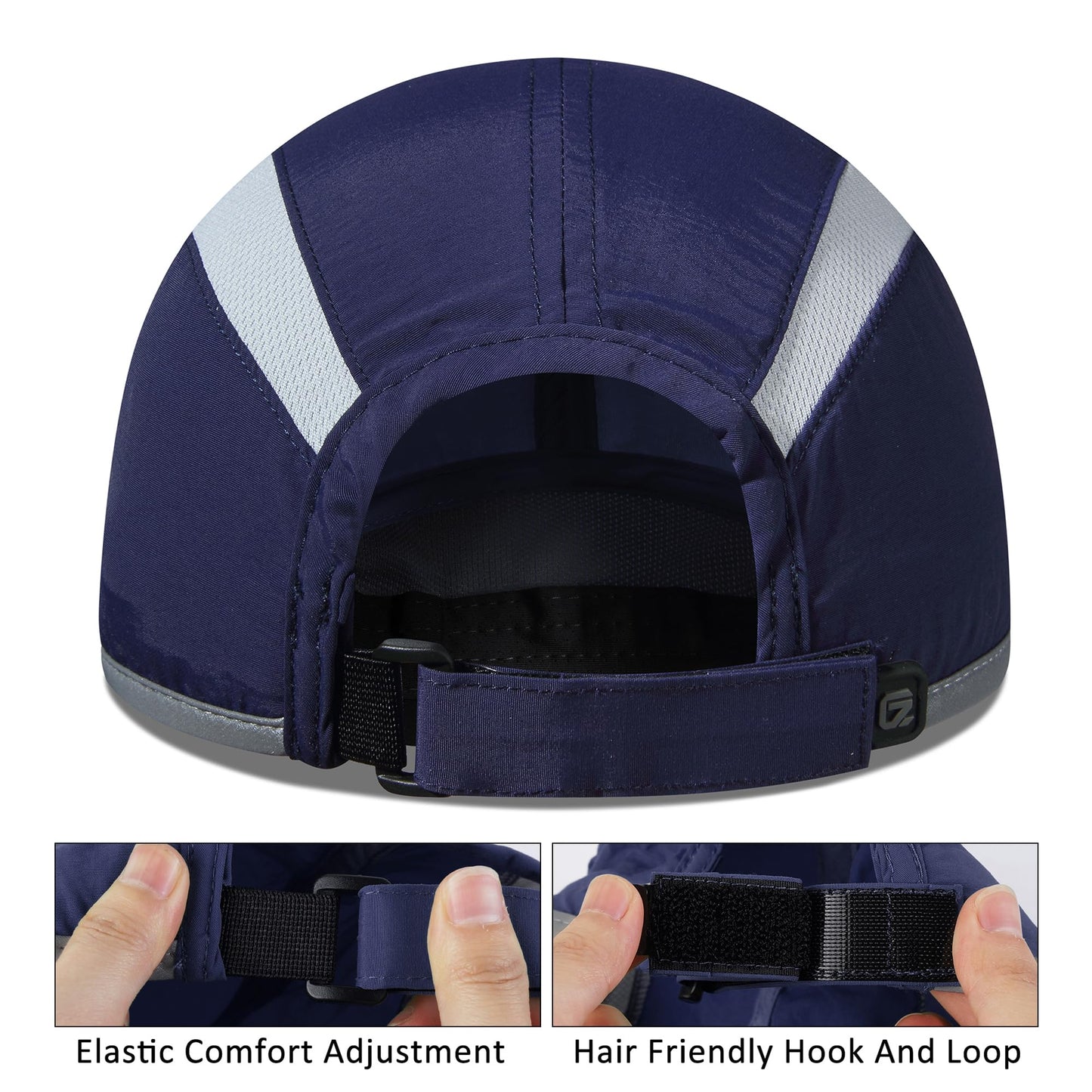 GADIEMKENSD Baseball Cap Nylon Running Cap Outdoor Sports Hat for Men Women Adjustable Quick Drying Reflective Foldable UPF50+ Breath Mesh Water Repellency Race Performance Lightweight Navy