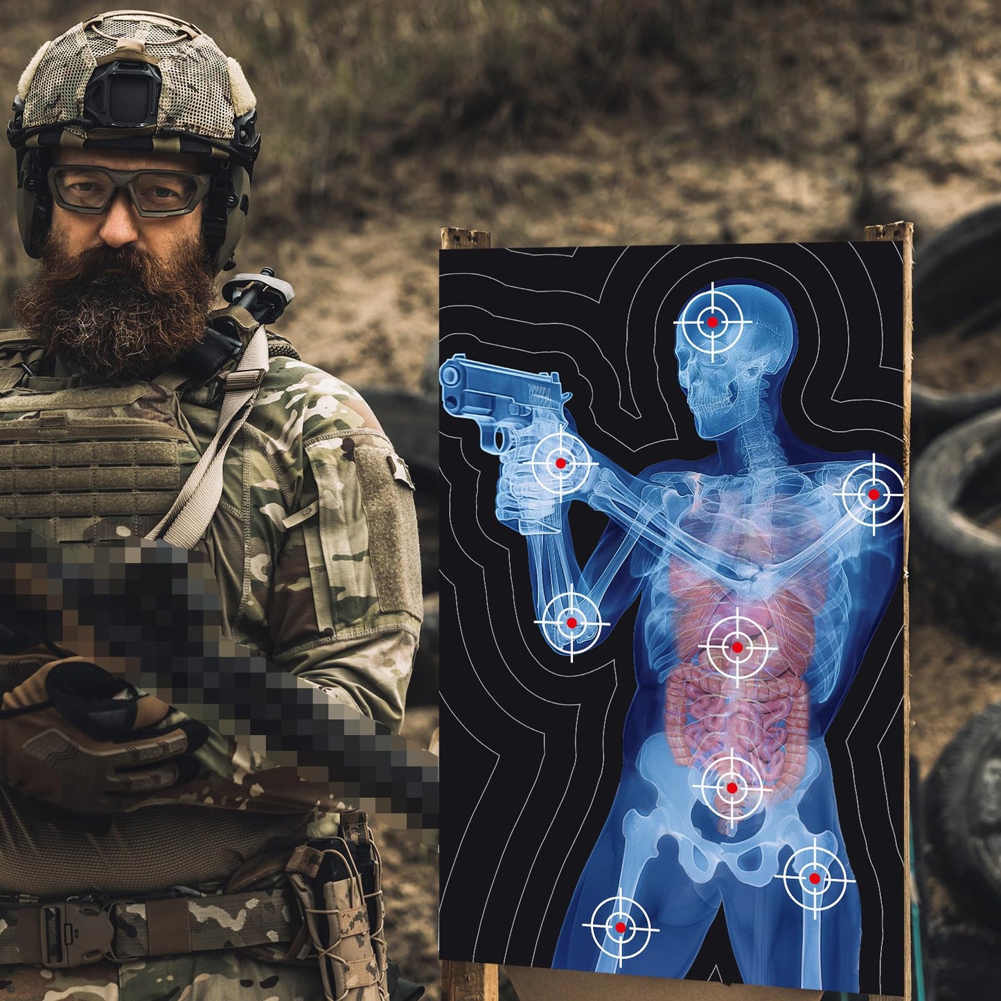 Hollowfly 50 Pack 23 x 35 Inch Shooting Range Targets Anatomical Paper Silhouette Paper Shooting Targets Human Silhouette Targeting X-Ray Skeleton Designs Anatomical for Practice