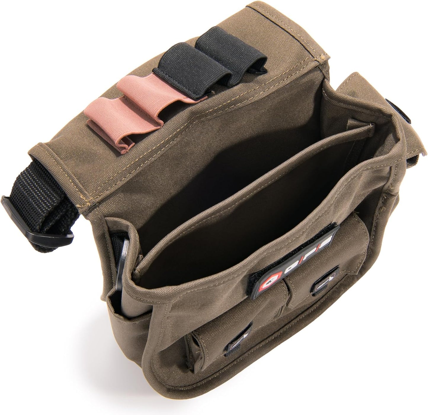 G.P.S Deluxe Double Shell Pouch - Rugged Shooting Range Bag With Adjustable Web Belt, Olive