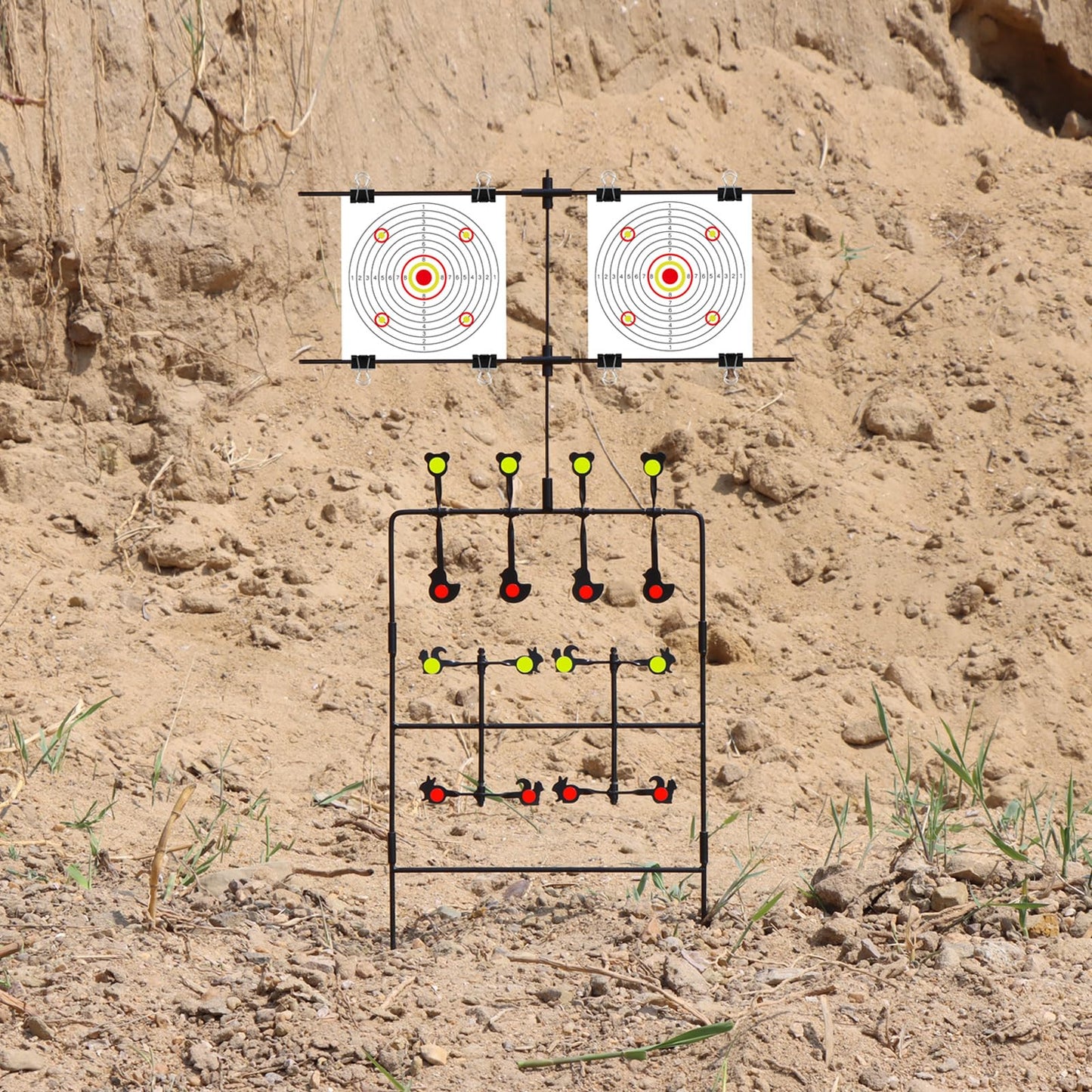 Highwild Multi-Shot Air Gun Pellet BB Gun Target 3-Section Detachable with Adjustable Paper Stand - Rated for .22/.177 Caliber