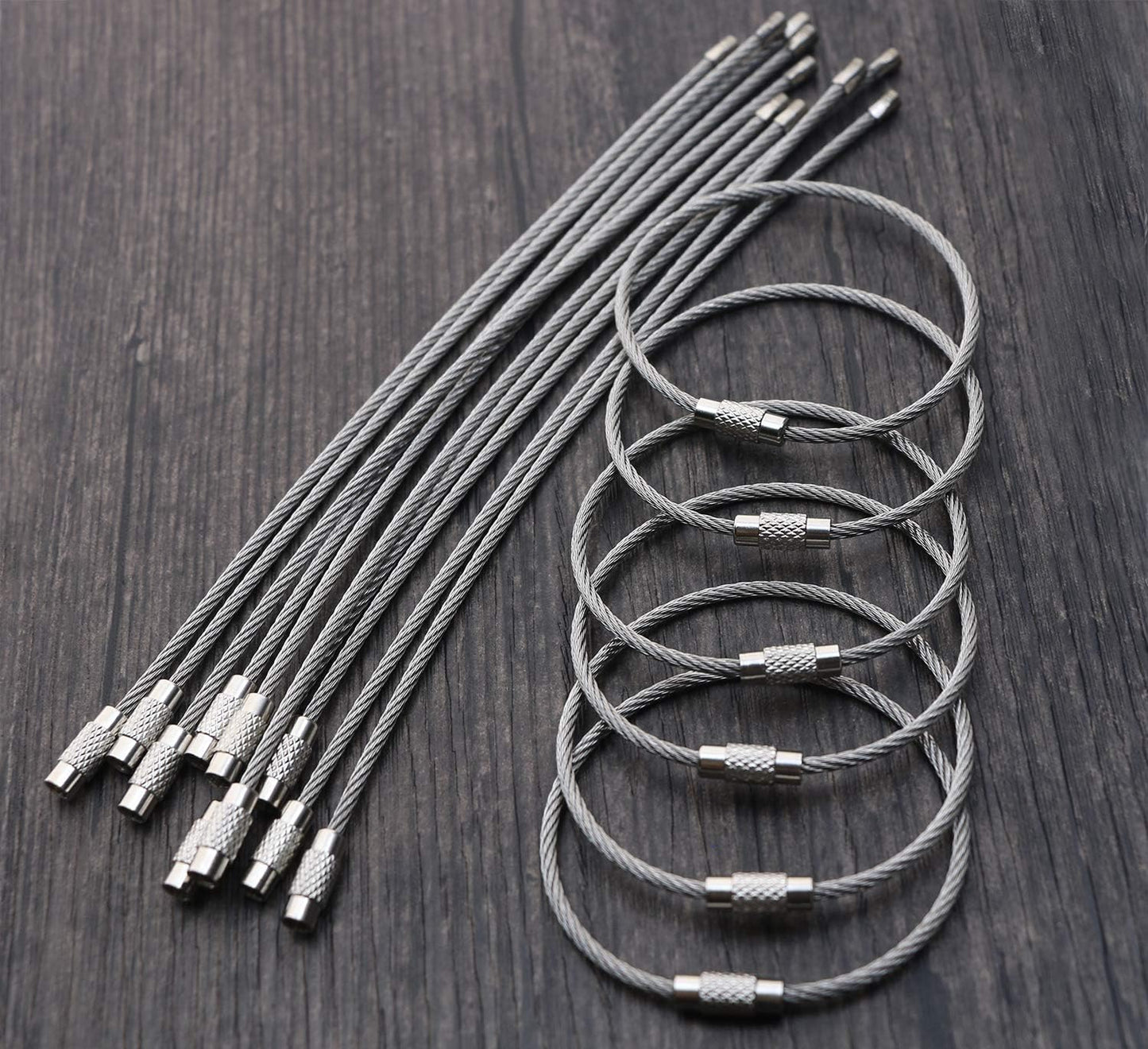 Mini Skater 20/100 PCS Durability Stainless Steel Wire keychain key ring Cable Ring