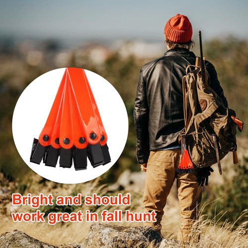 TOYMIS 24pcs Reflective Trail Markers, 4.06x0.51 Inch Trail Markers for Hiking Trail Markers for Trees Trail Marking Ribbon with Clips for Hunting Outdoor (Fluorescent Orange)