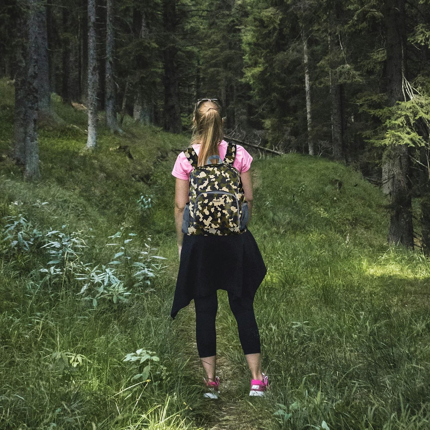 GCSOAR Hiking Backpack 4 packs, Backpack for Women and Men Outdoor Backpacks, Foldable, Camou, Green, Black, Grey, 20l/0.26lb