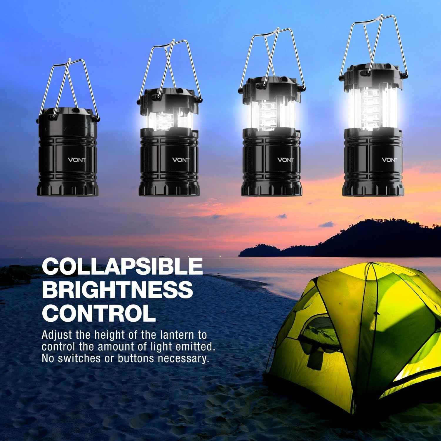 Vont LED Camping Lantern - Portable Emergency Light for Hurricane & Storm Survival, Collapsible & Battery-Operated