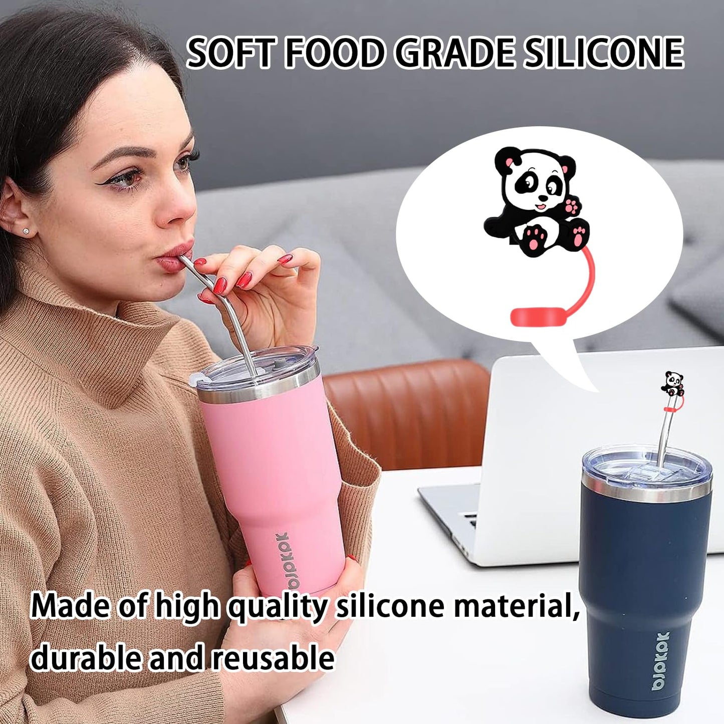 8 Packs Straw Cover Cap for Stanley Cup, Silicone Straw Topper Compatible with 30&40 Oz Tumbler with Handle, 10mm Reusable Straws Tips Lids, Red