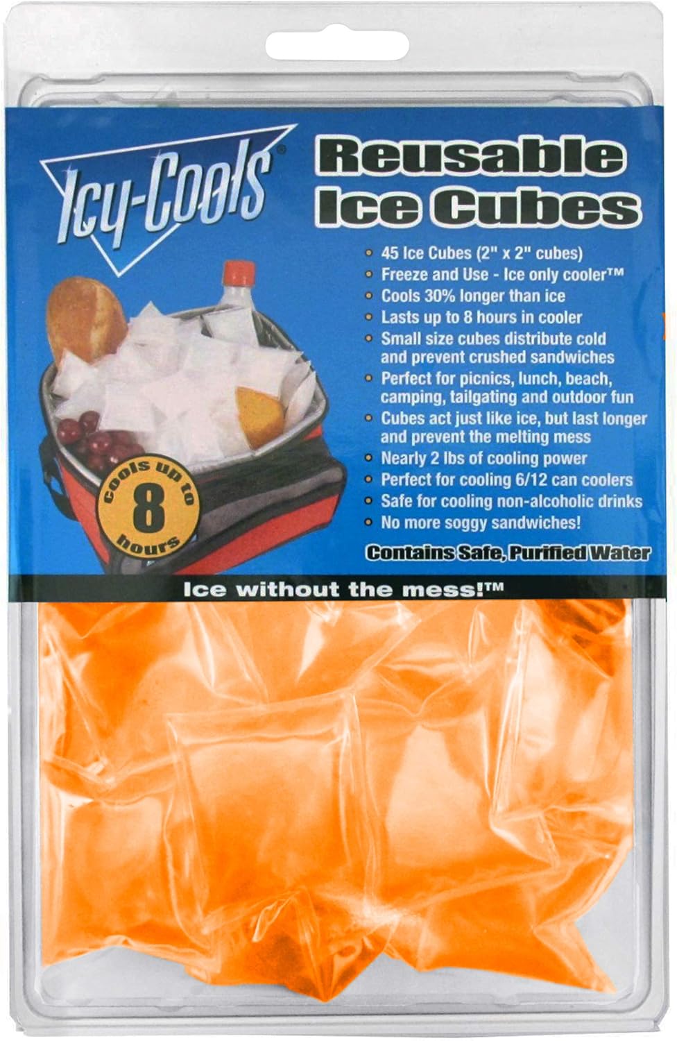 ICY‑COOLS Reusable Ice Cubes for Drinks, Coolers, and Lunch Boxes –135 Total (3 Packs of 45) Mess-Free, Non-Melting Alternative to Ice Cube Trays for Freezer, Purple