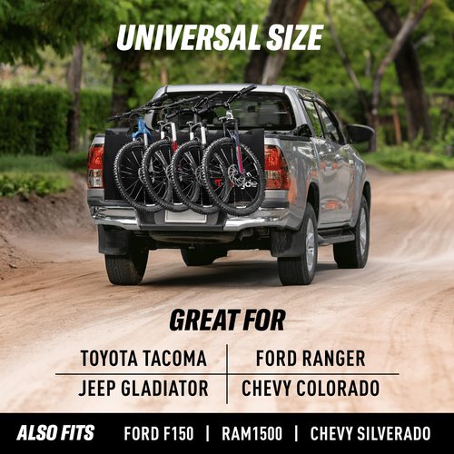 Truck Bike Tailgate Pad for 5 Bikes Bed Rack Holder Featuring Reversed Straps and Premium Metal Buckles for Enhanced Durability