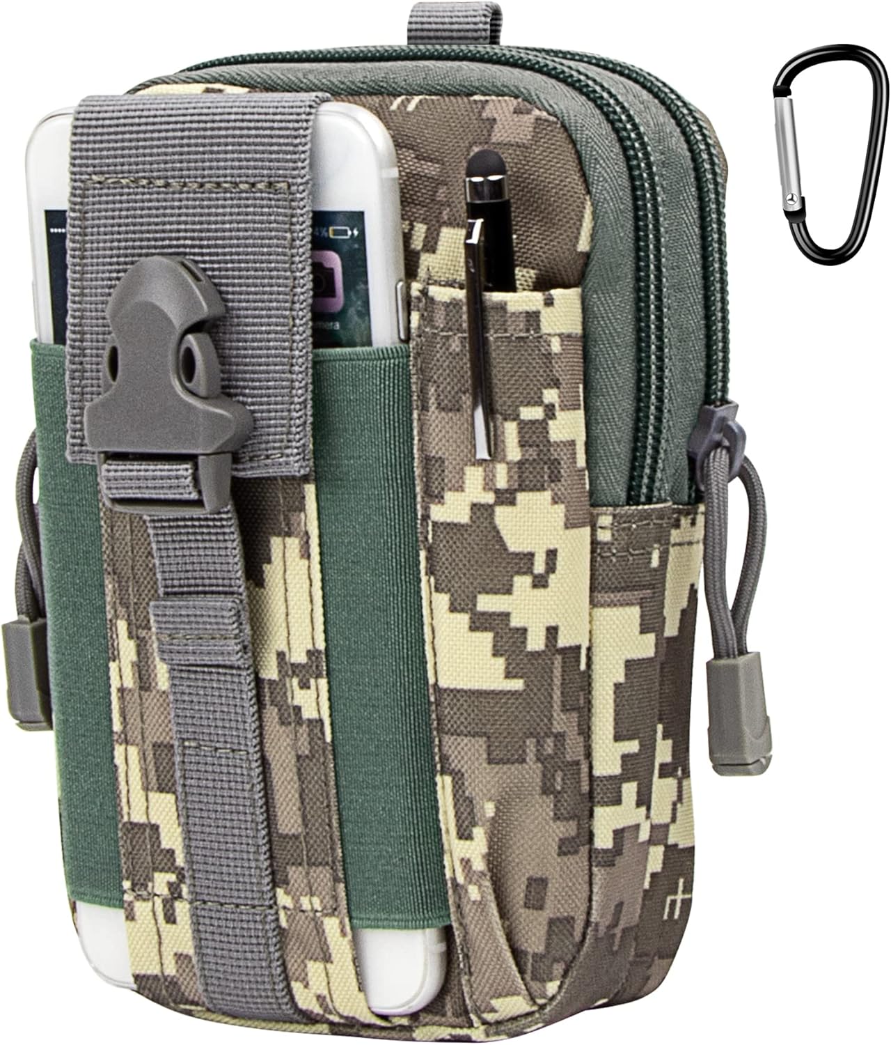 IronSeals Tactical Molle Pouch Compact Utility Waist Bag Phone Holster Holder for 4.7"-6.9" iPhone 15 Pro Max/15 Pro/14 Plus/14 Pro Max/14/13 Pro Max/13 Pro/12 Pro Max/11 Pro Max