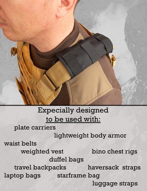 Shoulder Strap Pad for Optimal Weight Distribution, Plate Carrier Shoulder Pads with Velcro, Backpack Strap Pads, Shoulder Strap Cushion for Tactical and Weighted Vests, Body Armor or Waist Belts