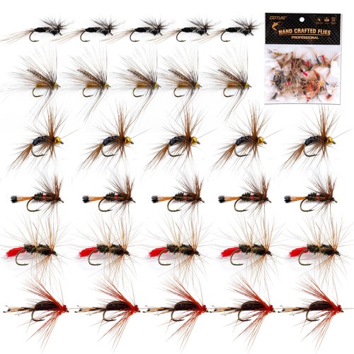 Goture Fly Fishing Flies,30pcs Fly Fishing Lures,Dry Flies Wet Flies Streamers Nymphs Flies, Fly Fishing Assortment Kit for Bass Trout Panfish Salmon Fishing