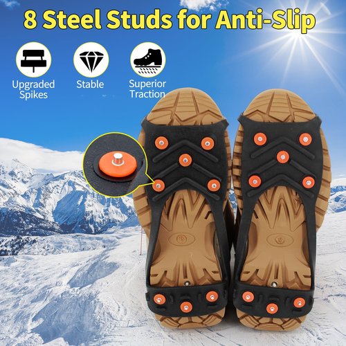 Xproutdoor Crampons Ice Cleats Snow Grips, Anti-Slip Traction Lightweight Portable for Walking on Snow & Ice, for Shoes/Boots