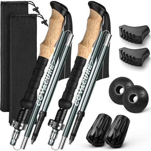 COVACURE Trekking Poles - Collapsible Hiking Sticks with Anti-Shock Tips, Lightweight & Foldable Walking Sticks for Snow Trails & Mountain Climbs, Durable Trekking Gear for Men and Women