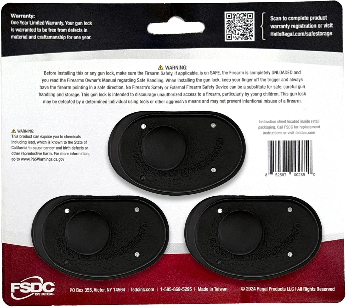 (Firearm Safety Devices) – FSDC-TL3095RKA California DOJ-Approved Keyed Alike Trigger Gun Lock 3-Pack with 6 Keys – Composite-Body Construction and Pick-Resistant Locks