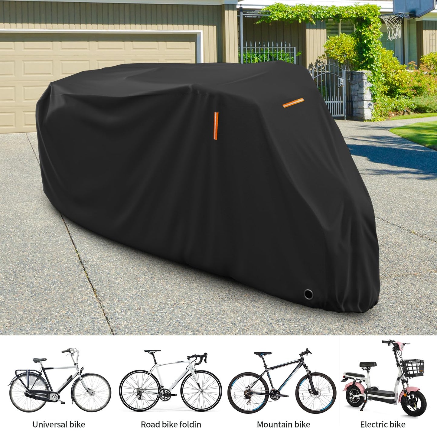 AKEfit Bike Cover, Waterproof Outdoor Bicycle Cover Rain UV Snow Proof with Anti-theft Lock Hole Outside Bike Storage Covers for Mountain Road Electric City Bike-XL for 1, 2 Bike