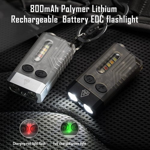 sayram EDC Keychain Flashlight, Mini LED Flashlights with UV Light, Rechargeable Pocket Keychain Light, IP65 Waterproof Small Flashlight for Camping, Outdoor, Emergency (White)