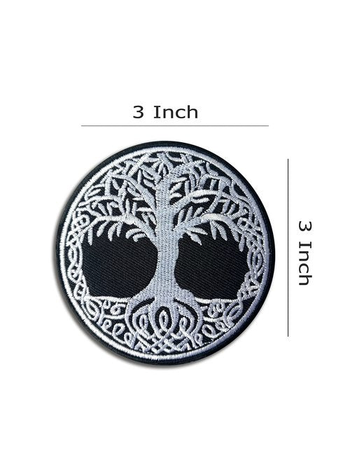 Tree of Life Patch White - Embroidered Patch - Hook and Loop Patch - Patch for Backpacks, Hats, Jackets, Vest - Patches for Clothes, Backpack Accessories