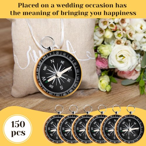 Huquary Compass Wedding Favors for Guests, Compass Souvenir Gift for Travel Themed Party Decorations Nautical Christmas Ornaments(Classic, 150 Pcs)