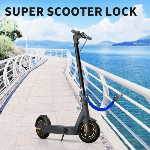 Heavy Duty Scooter Lock - Anti-Theft Handcuff Chain Lock with 3 Keys for Electric Scooters, E-Bikes, Motorcycles, Balance Bikes - Durable Security System for Scooter Accessories, Blue