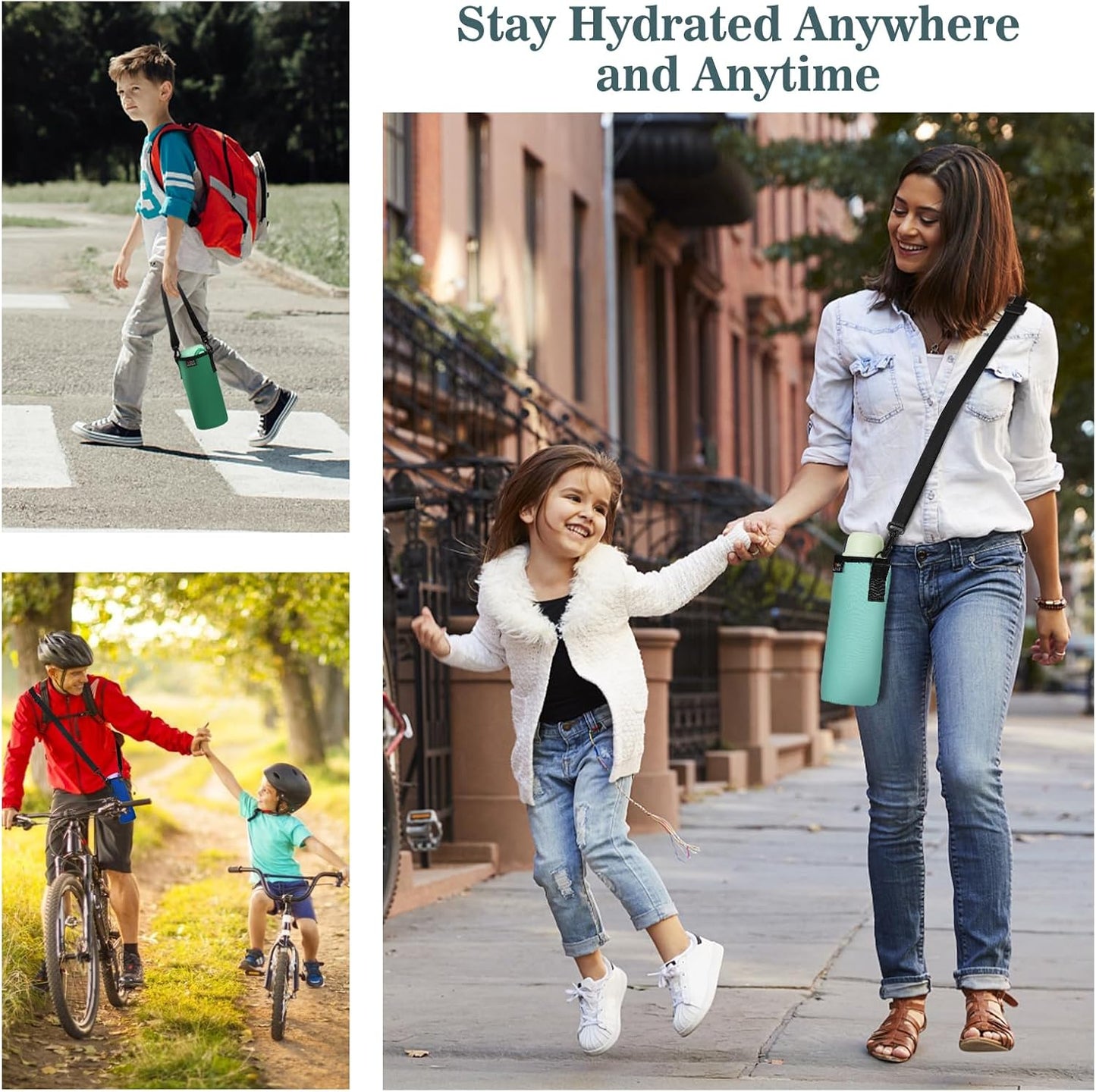 Nuovoware Water Bottle Carrier Bag, Premium Neoprene Portable Insulated Water bottle Sling Holder Bag 1000ML with Adjustable Shoulder Strap for Men Women Hiking, Sling Bottle Bag Case