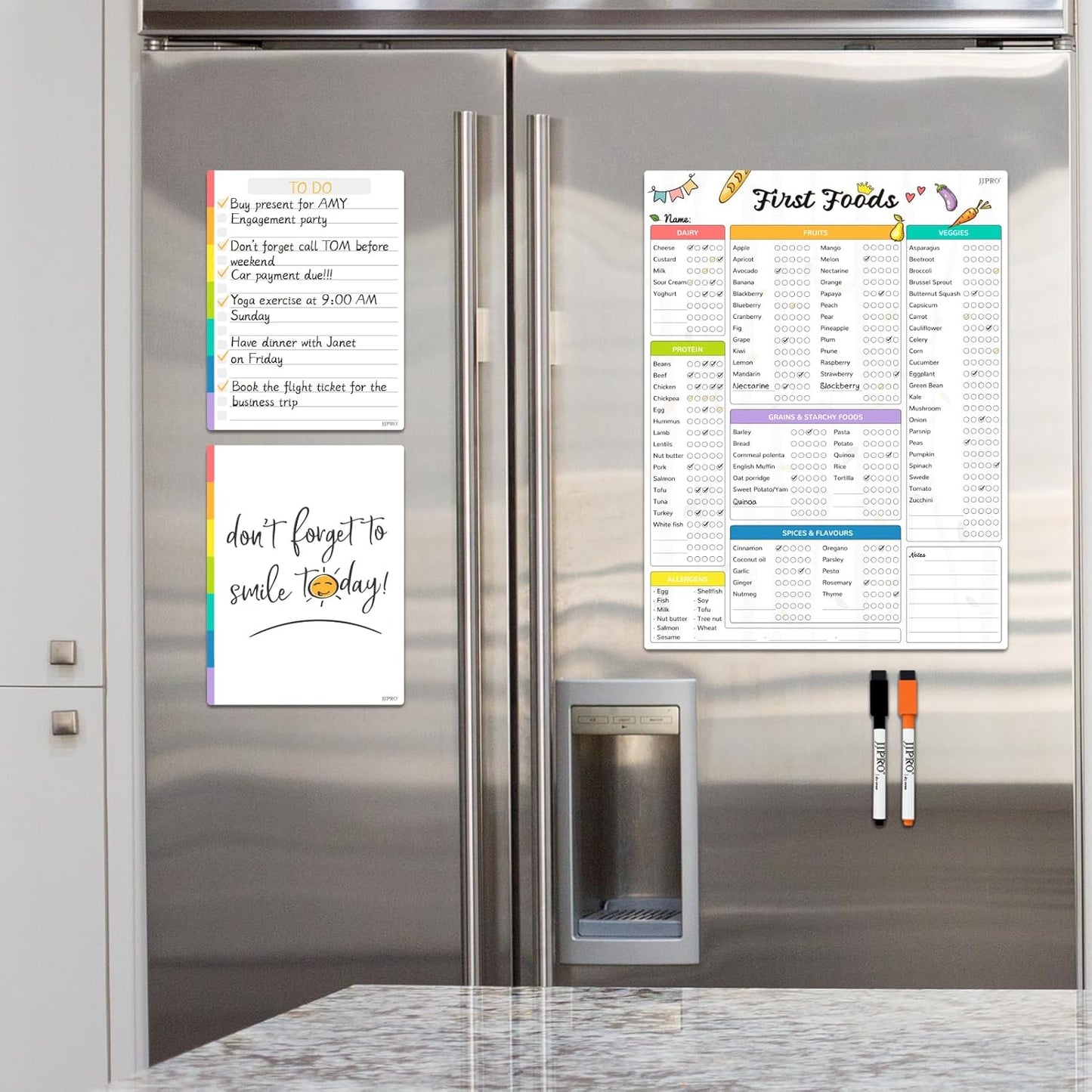 Newborn Baby or Toddler First Foods Tracker Whiteboard-Magnetic Dry Erase Daily Food Log-Reusable Daily Planner Chart to Log Feeding Food/Food Checklist/to-Do List - for New Parents,Nanny, Babysitter