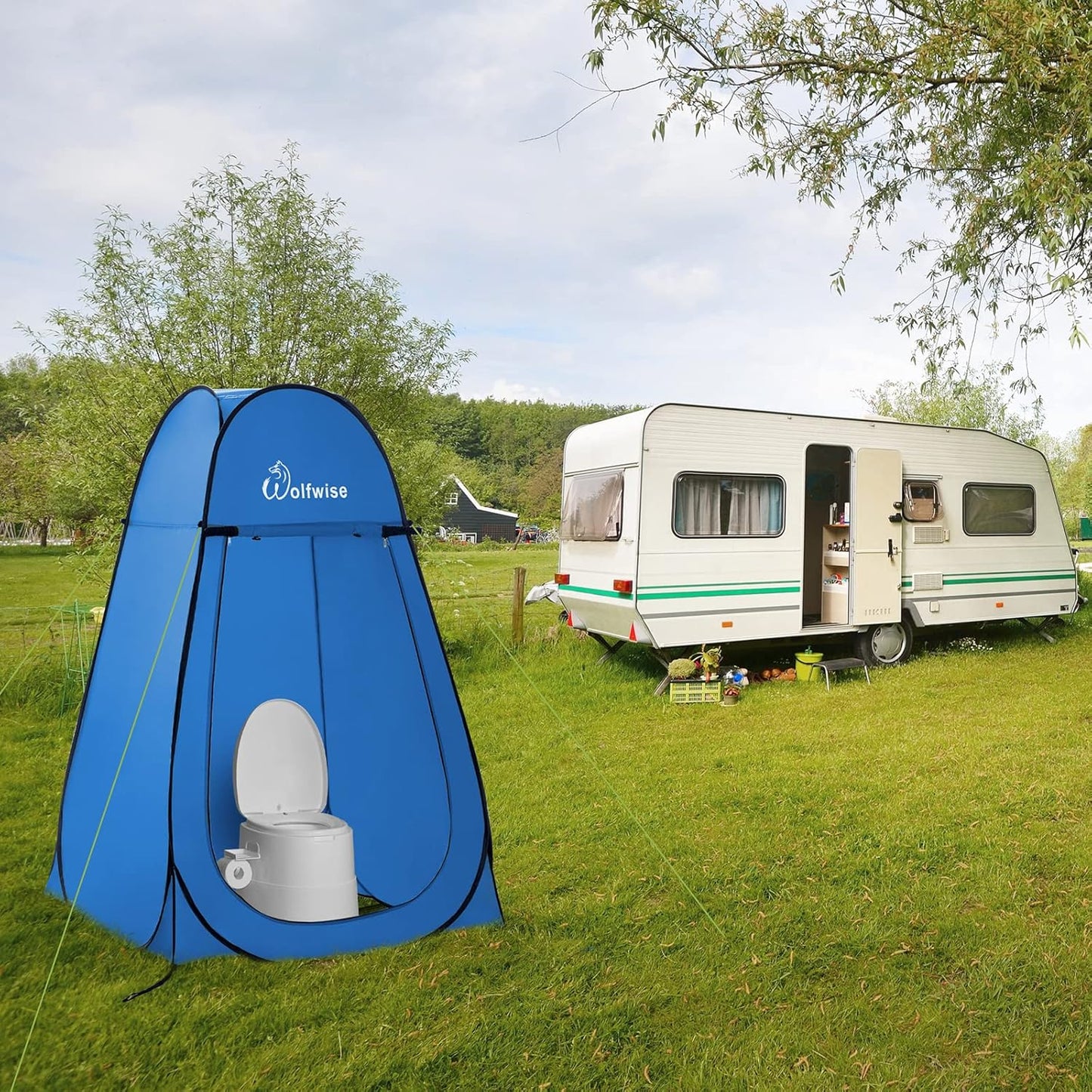 Wolfwise Pop Up Changing Tent for Beach, Camping Portable Shower Tents, Outdoor Privacy Bathroom, Change Dressing Clothes Porta Potty Tent Pop Up Instant for Camp, Toilet, Blue
