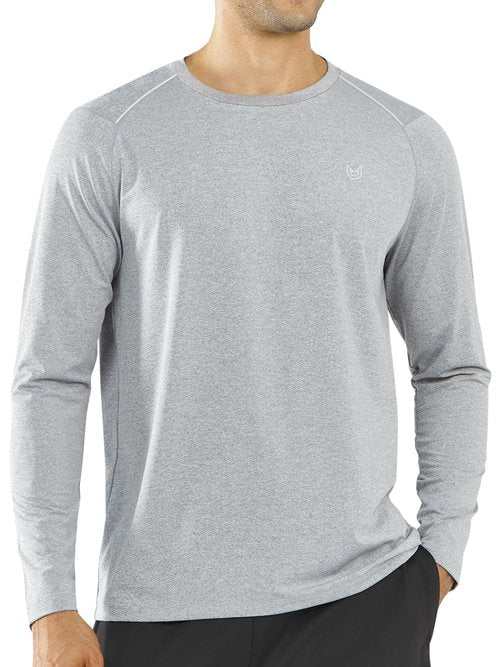 NORTHYARD Men's Long Sleeve Running Shirts Quick Dry Athletic Workout Gym Sun Protection UPF 50+ Shirt Hiking Swim Rash Guard Grey Heather XL