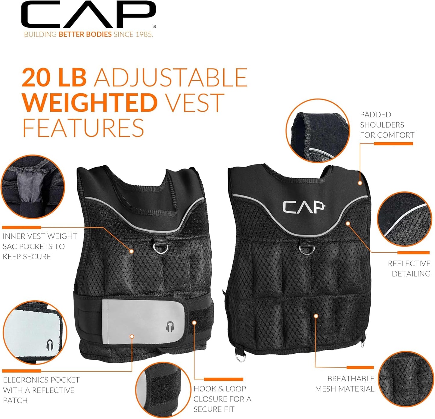 Adjustable Weighted Vest by CAP Barbell | Custom Fit for Enhanced Workouts